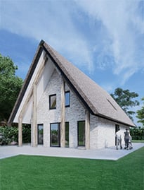 schuurwoning metselwerk en riet-1